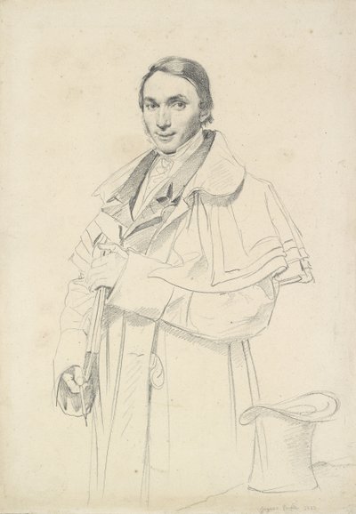 Trekvart-længde portræt af Jean-Francois-Antoine Forest (grafit på hvidt vævet papir) af Jean Auguste Dominique Ingres