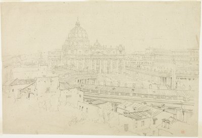 Udsigt over Peterskirken i Rom af Jean Auguste Dominique Ingres
