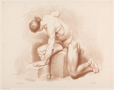Siddende nøgen mand af Jean Augustin Daiwaille