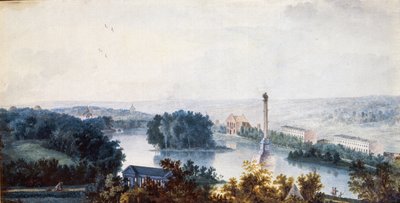 ""Tsarskoje Selo. The Chesme Column"" af Jean Balthazard de la Traverse (1700-tallet), Akvarel på papir af Jean Balthazard de la Traverse