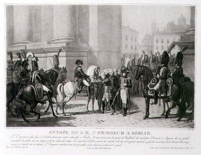 Napoleons indtog i Berlin i oktober 1806, indgraveret af Louis Jean Allais (1762-1833) (litho) af Jean Baptiste (after) Debret