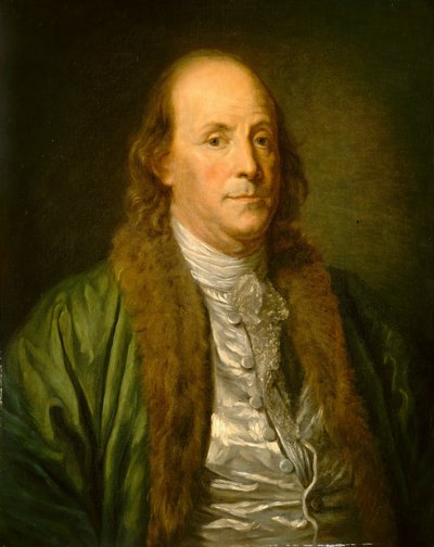 Benjamin Franklin (olie på lærred) af Jean Baptiste (after) Greuze