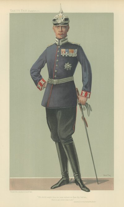 HKH Kronprinsen af Tyskland (farve litho) af Jean Baptiste (after) Guth