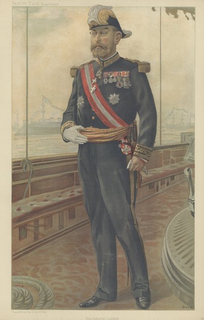 Viceadmiral Caillard (farve litho) af Jean Baptiste (after) Guth
