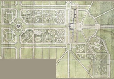 Design til Strelna palads og park, 1717 af Jean Baptiste Alexandre Le Blond
