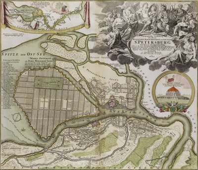 Kort over Petersborg Sankt Petersborg masterplan af Jean Baptiste Alexandre Le Blond
