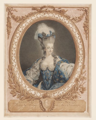 Portræt af Marie Antoinette af Jean-Baptiste Andre (after) Gautier Dagoty