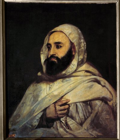 Portræt af Ben Mahi Ed Din Abd El Kader (Abd El-Kader) (1808 - 1883) Emir algerisk (h s/t 0,72 x 0,59) maleri af Angel Tissier (1814 - 1876) Versailles. Slotsmuseet. af Jean Baptiste Ange Tissier