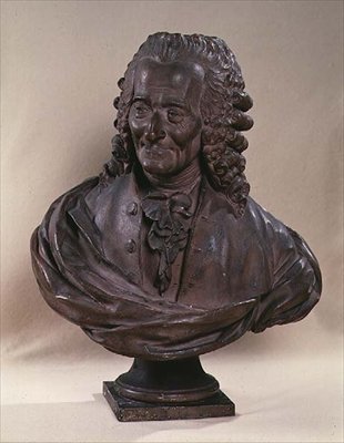 Buste af Voltaire (1694-1778) af Jean Baptiste Antoine Cadet de Beaupre