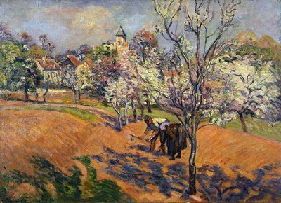 Forår med et par, der hakker og syr frø (olie på lærred) af Jean Baptiste Armand Guillaumin