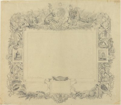 Design til en grænse med et portræt af baron Cuvier af Jean Baptiste Arnout