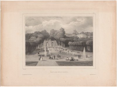 Springvand ved Château de Saint-Cloud Cascade de St. Cloud (titel på objekt) Fantastisk udsigt over Paris (serietitel) af Jean Baptiste Arnout