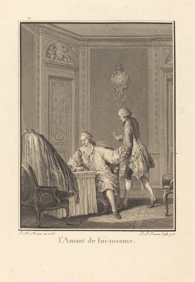Elskeren af ​​sig selv af Jean Baptiste Blaise Simonet after Jean Michel Moreau