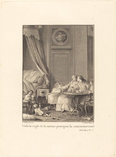 Det er naturens regel, hvorfor bryder du den? af Jean Baptiste Blaise Simonet after Jean Michel Moreau