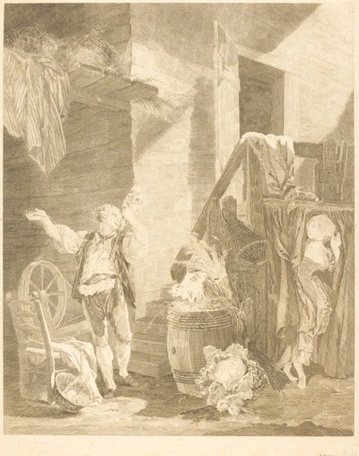 Rose og Colas af Jean Baptiste Blaise Simonet after Pierre Antoine Baudouin