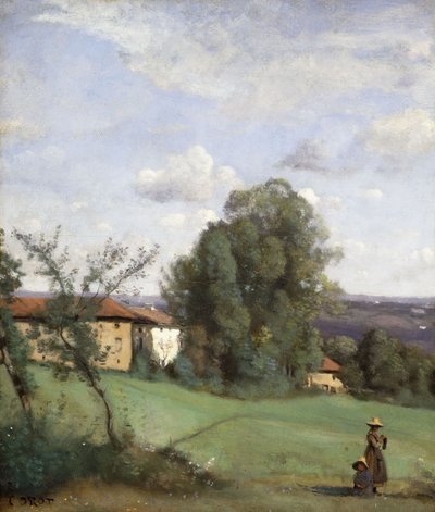 En Gård i Dardagny; A Dardagny Farm, ca. 1855-57 af Jean Baptiste Camille Corot
