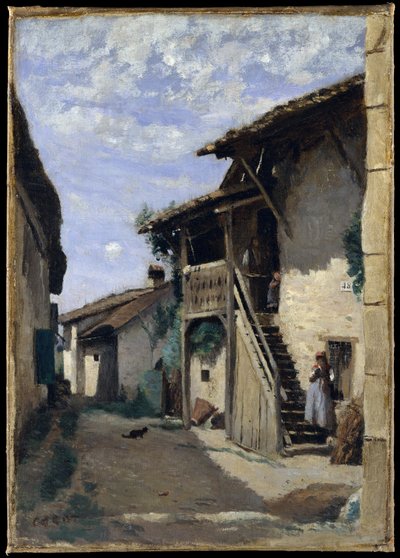 En landsbygade, Dardagny af Jean Baptiste Camille Corot