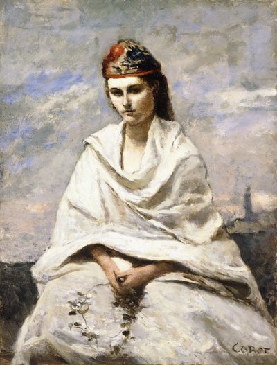 En ung græker med et hvidt sjal, ca. 1868-70 af Jean Baptiste Camille Corot