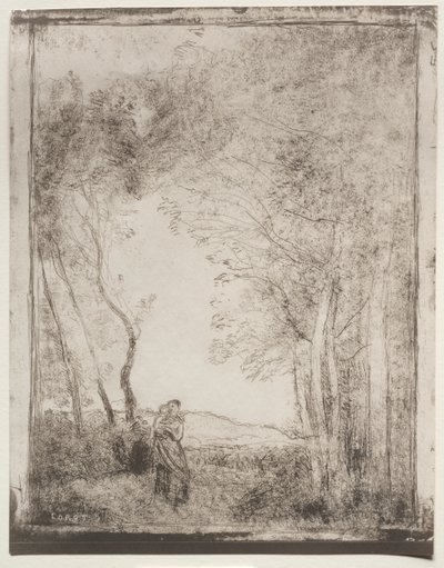En ung mor ved indgangen til en skov af Jean-Baptiste-Camille Corot