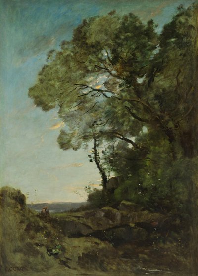 Trælandskab (aften) af Jean-Baptiste-Camille Corot