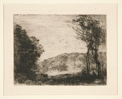 Campagne Bois?e (Skovklædt landskab) af Jean-Baptiste-Camille Corot
