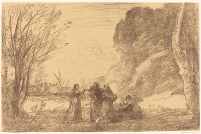 Familie på Terracina En familie på Terracina, 1871. af Jean Baptiste Camille Corot