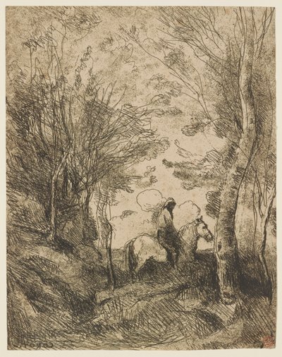 Le grand cavalier sous bois (Den store rytter i skoven) af Jean-Baptiste-Camille Corot