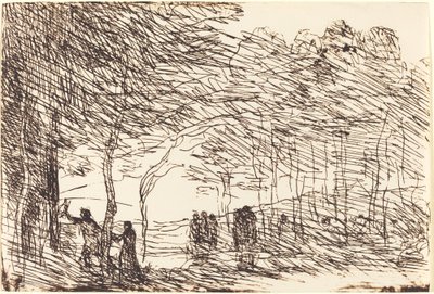 Orpheus Leading Eurydice Orphee entrainant Eurydice, 1860. af Jean Baptiste Camille Corot