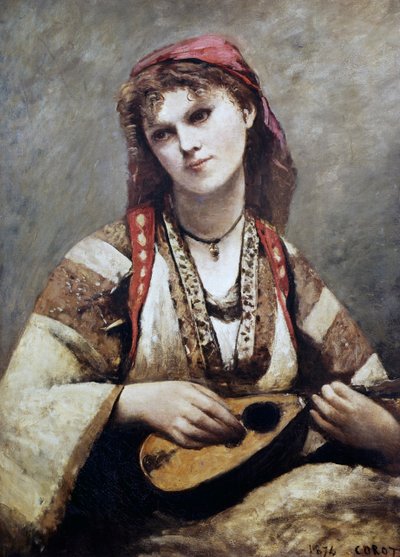 Portræt af Christine Nilson, eller Bøhmen med mandolin af Jean Baptiste Camille Corot