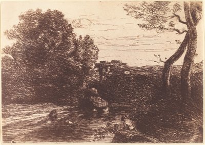 Hyrdebadet Le Bain du berger, 1853. af Jean Baptiste Camille Corot