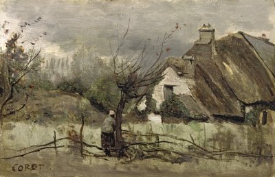 Stråtækt sommerhus i Picardie af Jean Baptiste Camille Corot