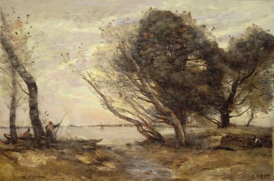 Søbredden efter syndfloden, ca. 1870 af Jean Baptiste Camille Corot