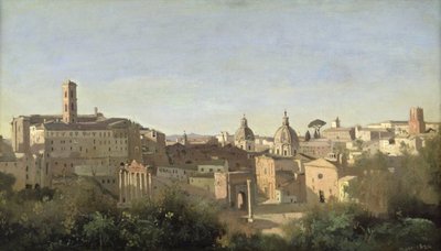 Forum set fra Farnese Gardens, Rom af Jean Baptiste Camille Corot