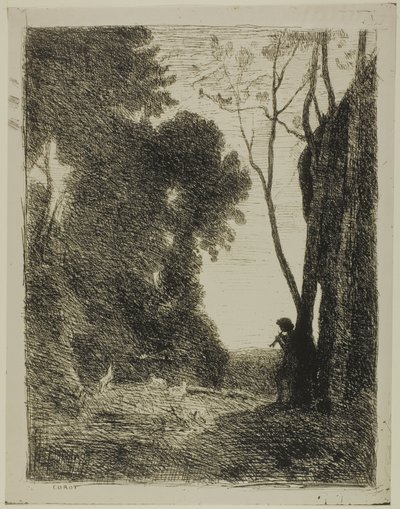 Den unge hyrde, anden plade af Jean-Baptiste-Camille Corot