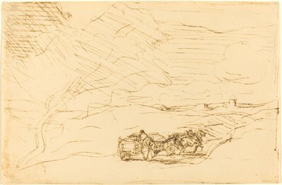 Wagon Going to Town (Le Chariot allant a la ville) af Jean Baptiste Camille Corot