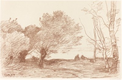 Piletræer og hvidpopler (Saules et peupliers blancs) af Jean Baptiste Camille Corot