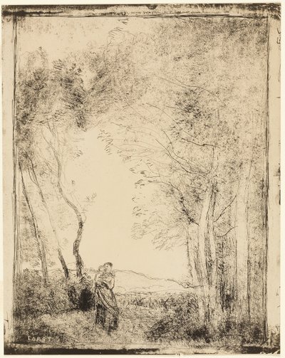 Ung mor i skovkanten af Jean-Baptiste-Camille Corot