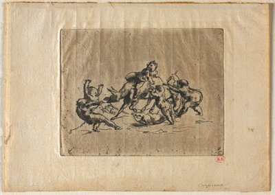 Bacchanal med børn og æsel. af Jean Baptiste Carpeaux