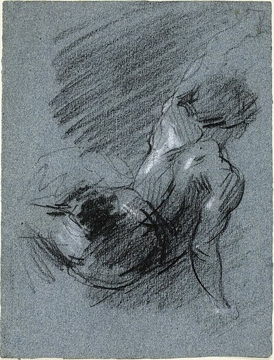Bagside af siddende figur, der løfter venstre arm af Jean Baptiste Carpeaux