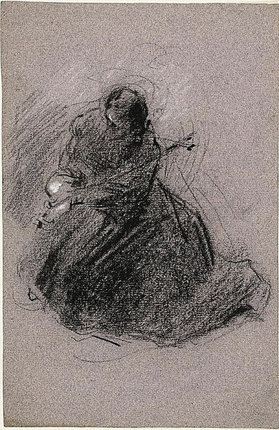 Sankt Frans (recto); To figurer (verso) af Jean Baptiste Carpeaux