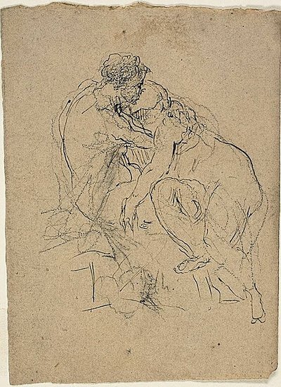 Siddende par, der omfavner hinanden af Jean Baptiste Carpeaux