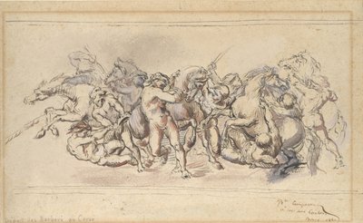Start af Barberi-hestenes løb, Rom, 1860. af Jean Baptiste Carpeaux