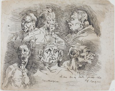 Studier af hoveder af Jean Baptiste Carpeaux