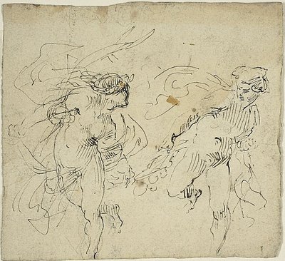 To løbende mandlige figurer af Jean Baptiste Carpeaux