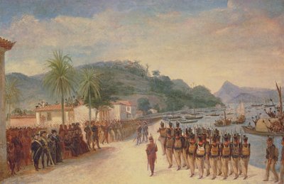 Båd ved Praia Grande (olie på lærred) af Jean Baptiste Debret