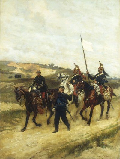Et kavalerikontor og dragoner af Jean Baptiste Edouard Detaille