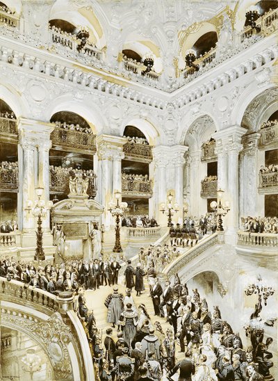 Indvielse af Paris Opera House, 5. januar 1875, 1878 (wc og hvid på papir) af Jean Baptiste Edouard Detaille
