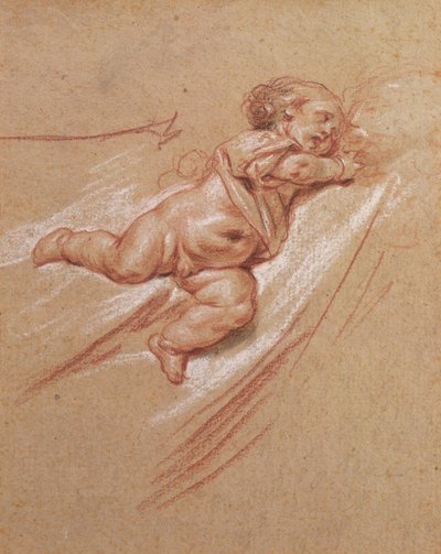 Et barn (kridt på papir) af Jean Baptiste Greuze