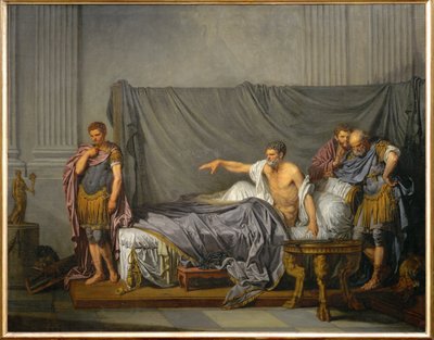 Kejser Lucius Septimius Severus anklager sin søn Caracalla for at have planlagt mordet på ham ... af Jean Baptiste Greuze