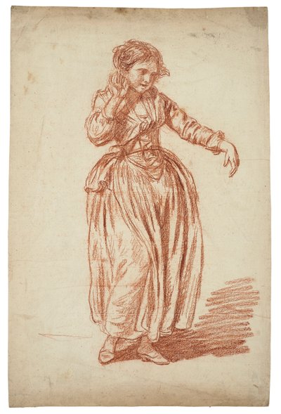 Pige stående, højre hånd på øret af Jean Baptiste Greuze